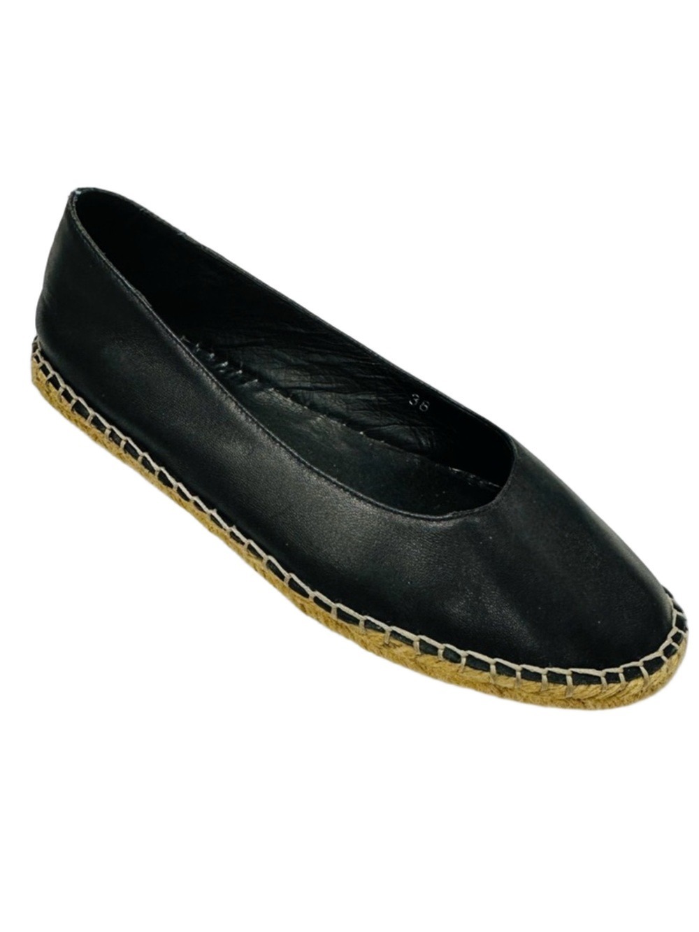 Black leather ballet flat espadrilles Sarah Pacini Size 38
Slip on no heel